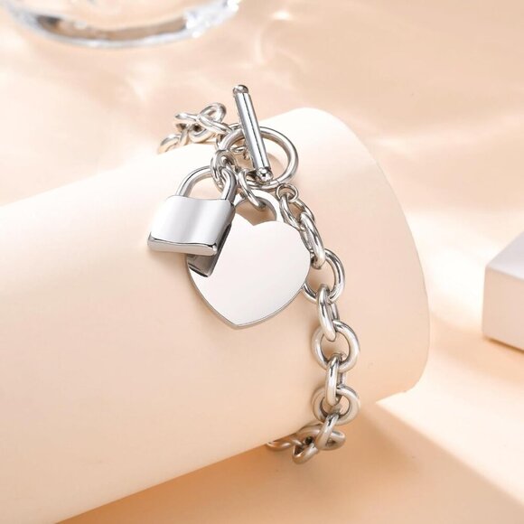 Personalized Initial Name Stainless Steel Trendy Cable Chain Bracelet Neckalce S - Picture 4 of 7